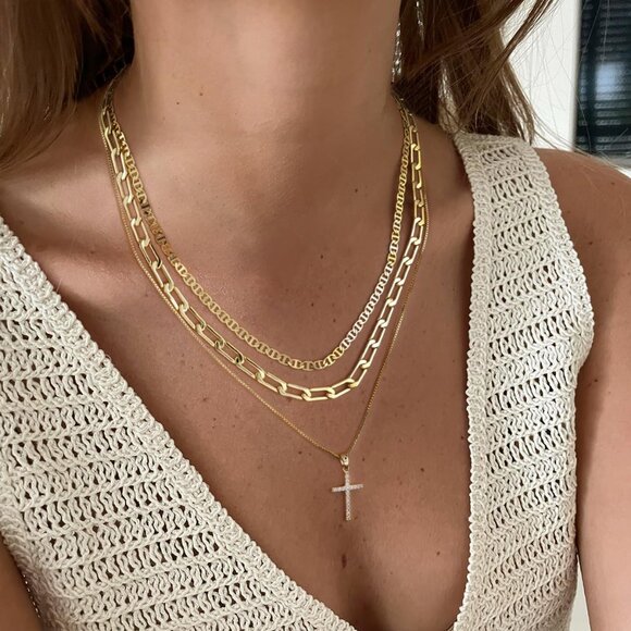 Elegant Gold & Silver Plated 3-Layered Necklaces - Perfect for Layering Style - Picture 5 of 9